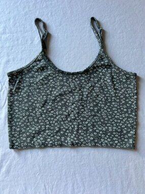 Harlow Floral Ribbed Cropped Cami — Size L